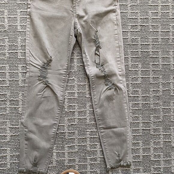 Easel Jeans Denim Distressed Gray Skinny Button Fly Woman's Size S - Picture 3 of 8